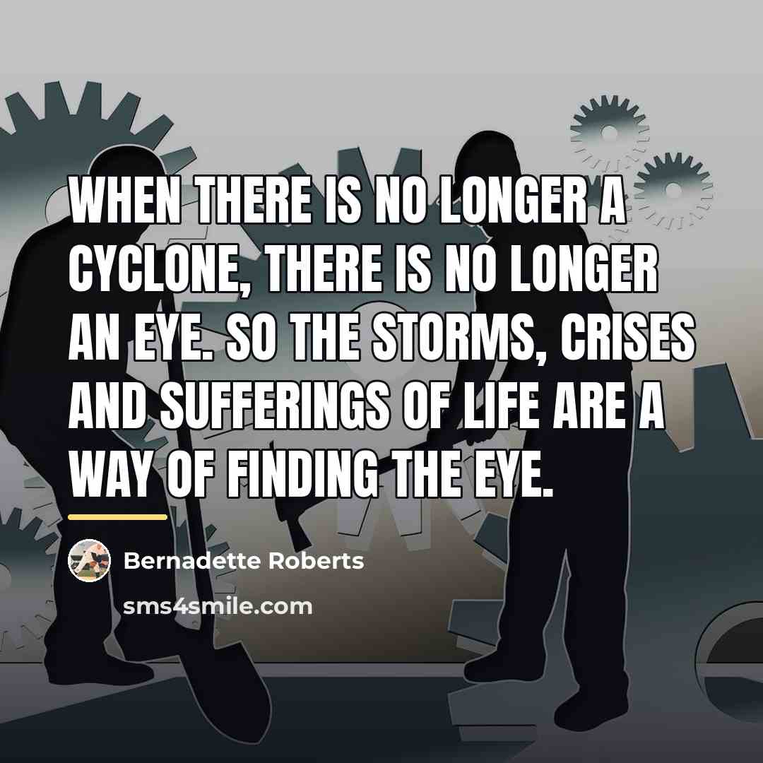 “When there is no longer a cyclone, there is no…” quote by Bernadette Roberts