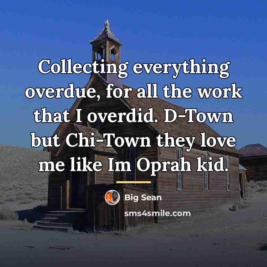 “Collecting everything overdue, for all the work that I overdid.…” quote by Big Sean