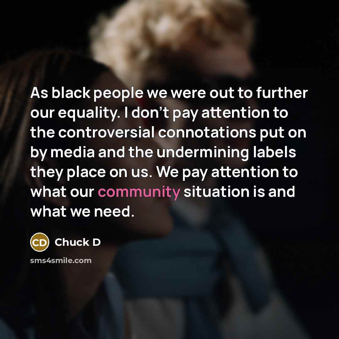 “As black people we were out to further our equality.…” quote by Chuck D