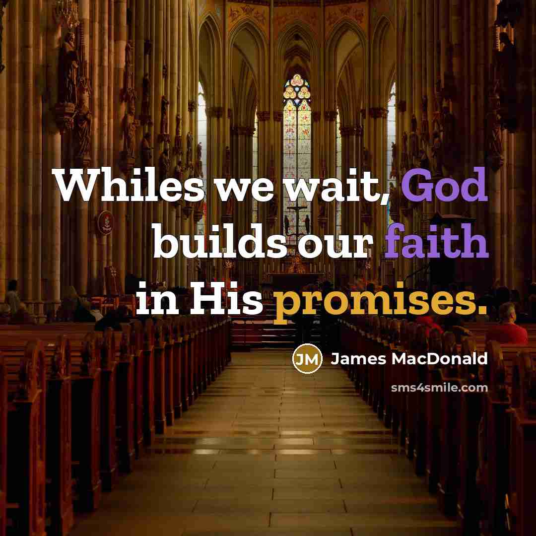 “Whiles we wait, God builds our faith in His promises.…” quote by James MacDonald