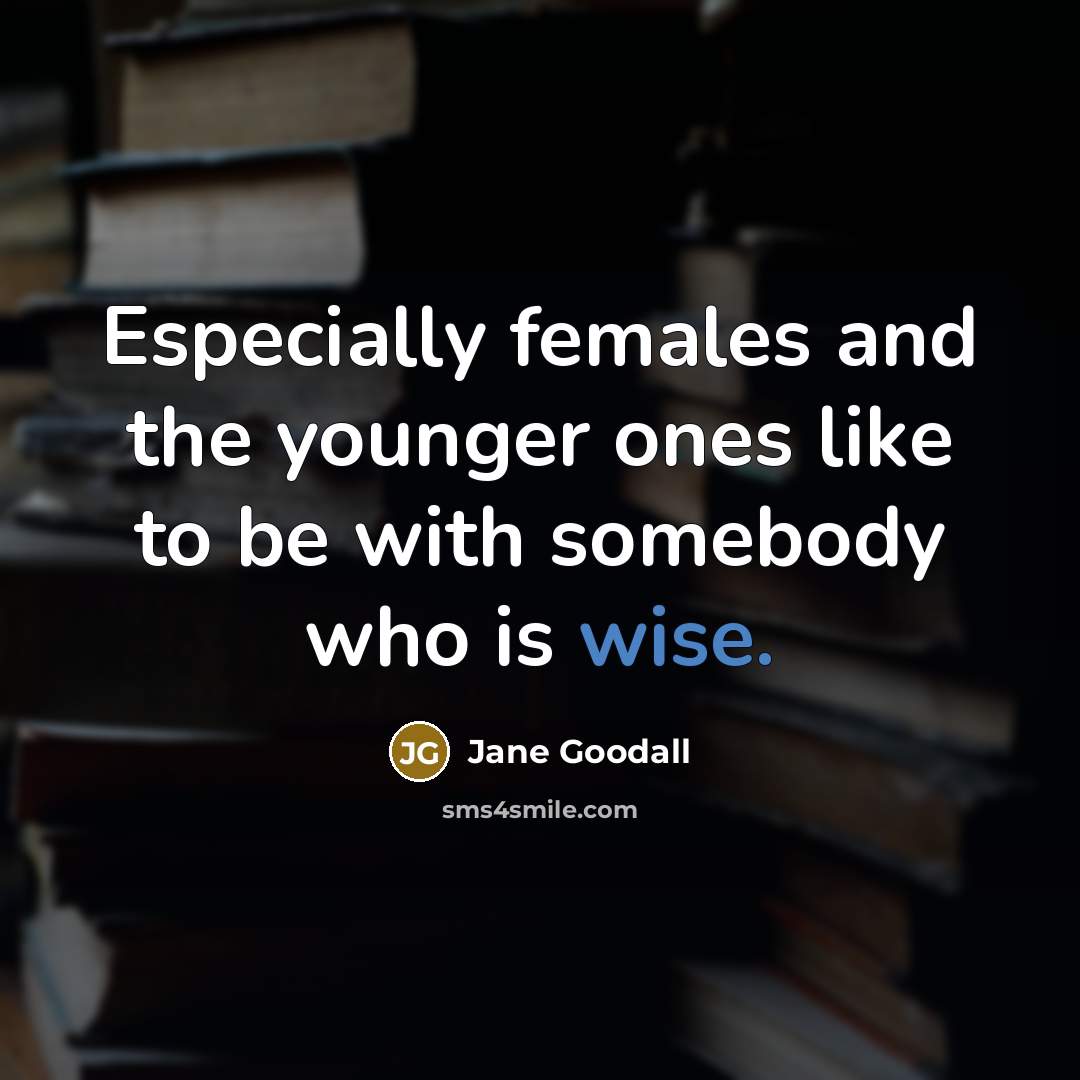 “Especially females and the younger ones like to be with…” quote by Jane Goodall