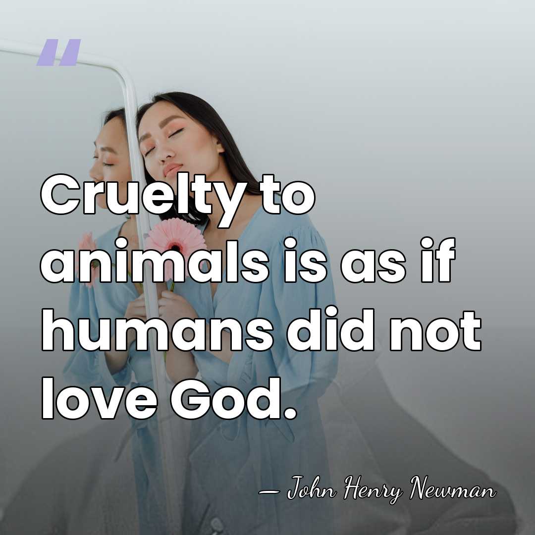 Cruelty to animals is as if humans did not love God. - John Henry Newman