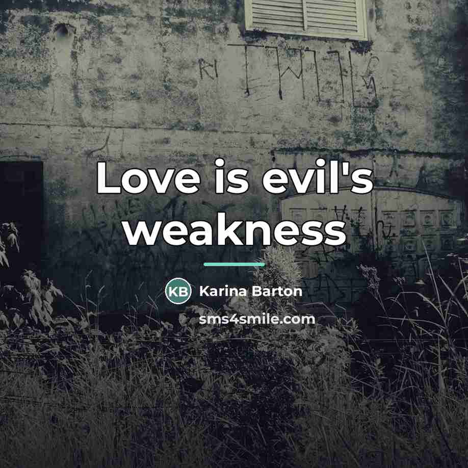 “Love is evil's weakness…” quote by Karina Barton