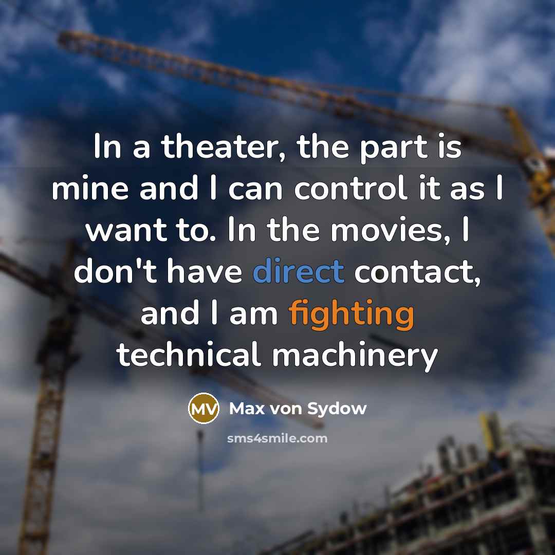 “In a theater, the part is mine and I can…” quote by Max von Sydow