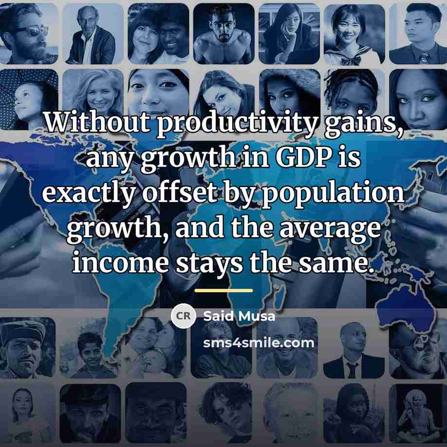 “Without productivity gains, any growth in GDP is exactly offset…” quote by Said Musa