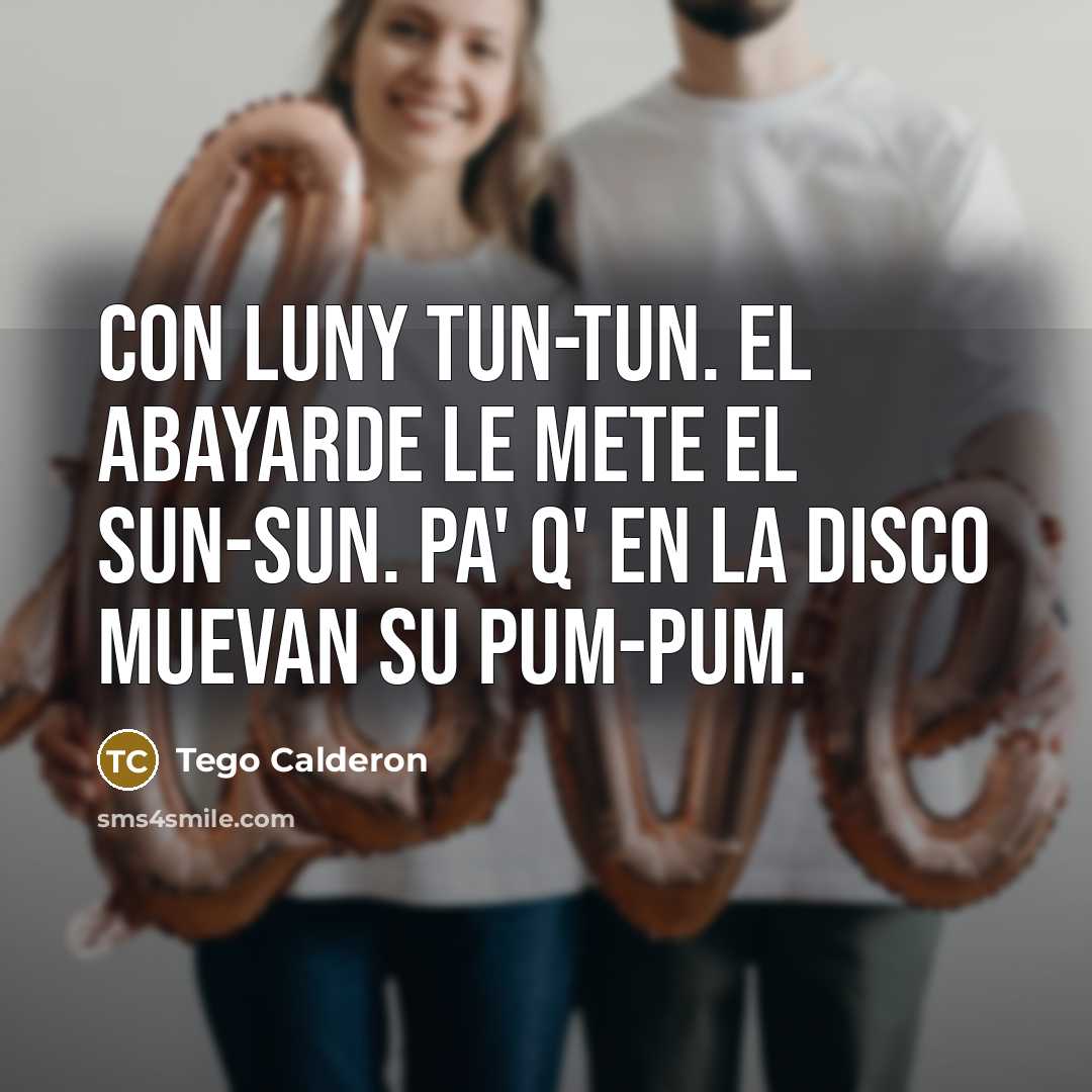 “Con Luny tun-tun. EL Abayarde le mete el sun-sun. Pa' q' en la disco muevan su pum-pum.” quote by Tego Calderon