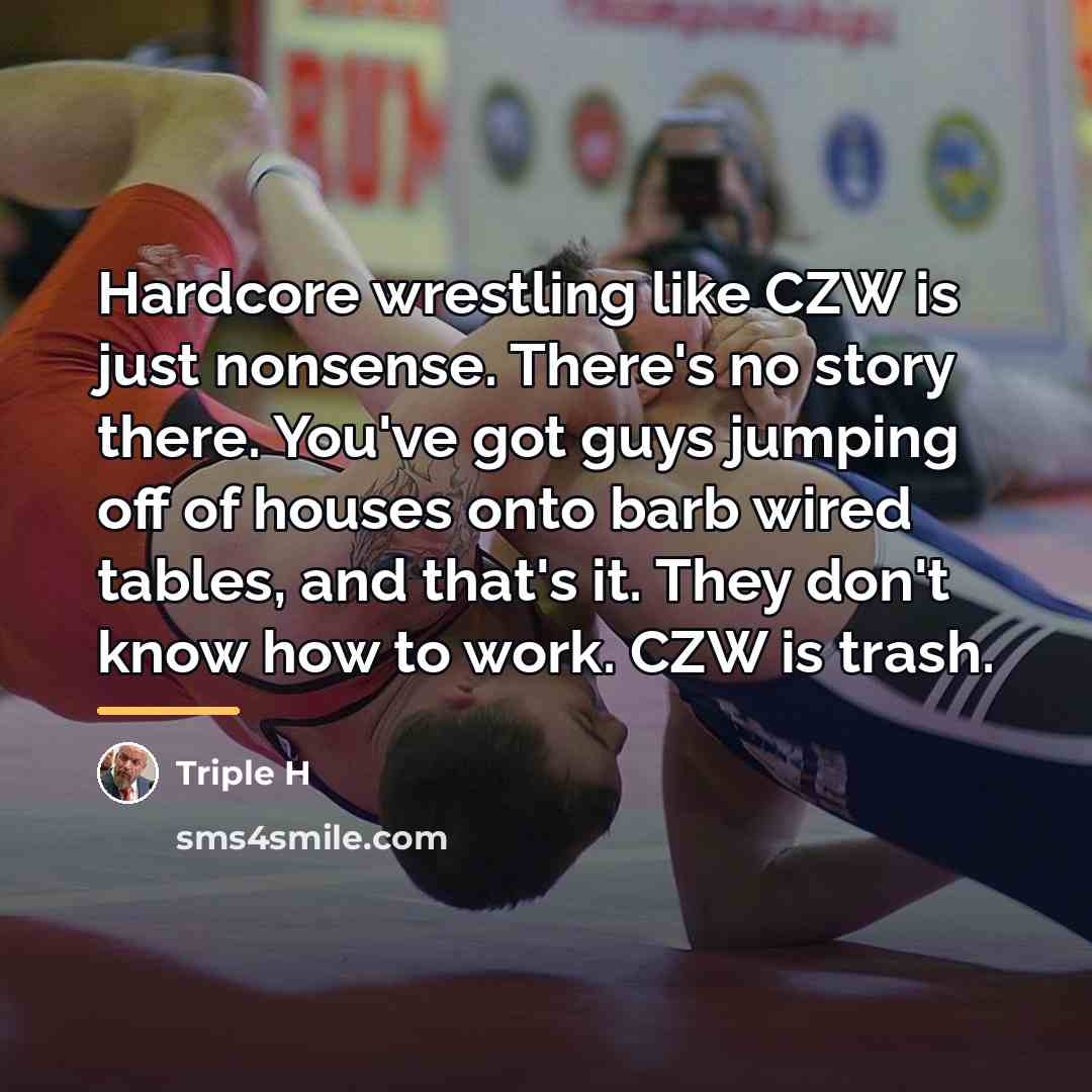 “Hardcore wrestling like CZW is just nonsense. There's no story…” quote by Triple H