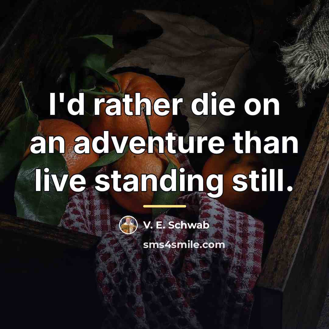 “I'd rather die on an adventure than live standing still.…” quote by V. E. Schwab