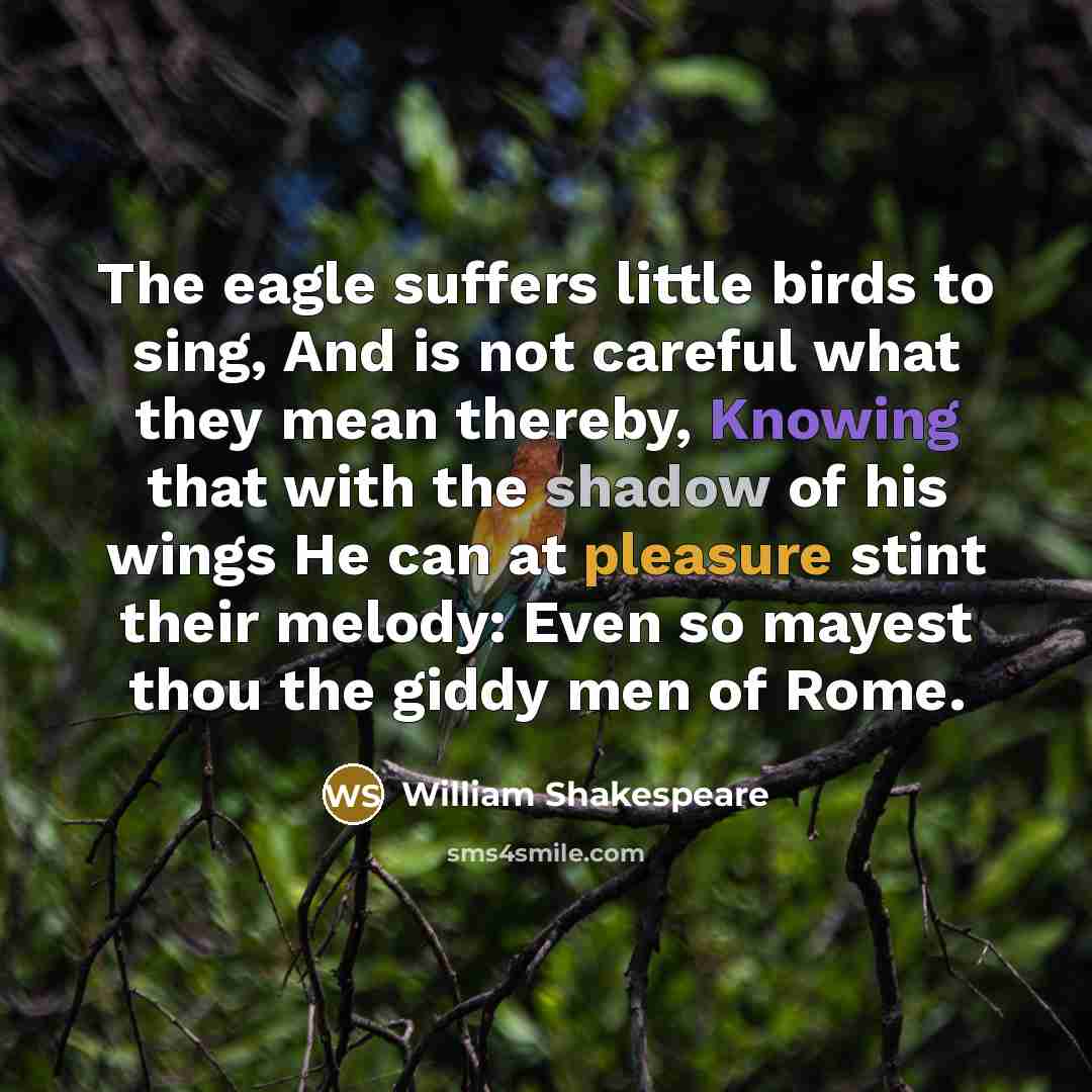 “The eagle suffers little birds to sing, And is not…” quote by William Shakespeare