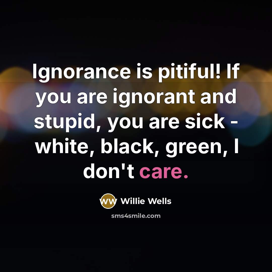 “Ignorance is pitiful! If you are ignorant and stupid, you…” quote by Willie Wells