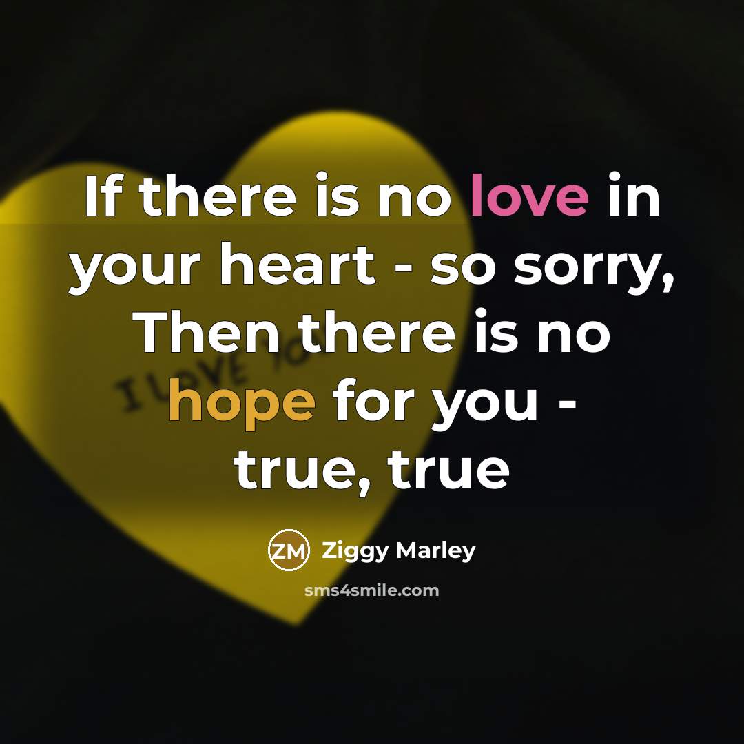 “If there is no love in your heart - so…” quote by Ziggy Marley