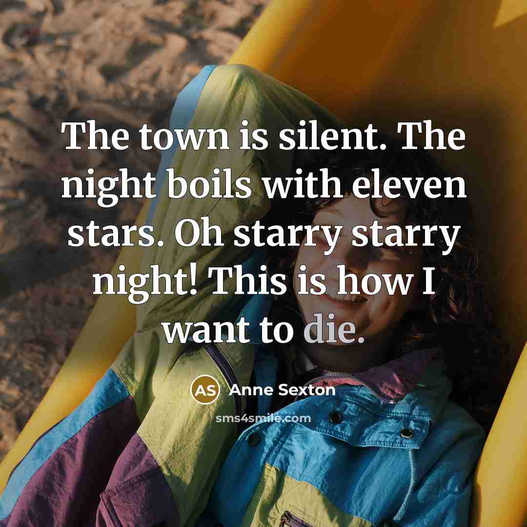 “The town is silent. The night boils with eleven stars.…” quote by Anne Sexton