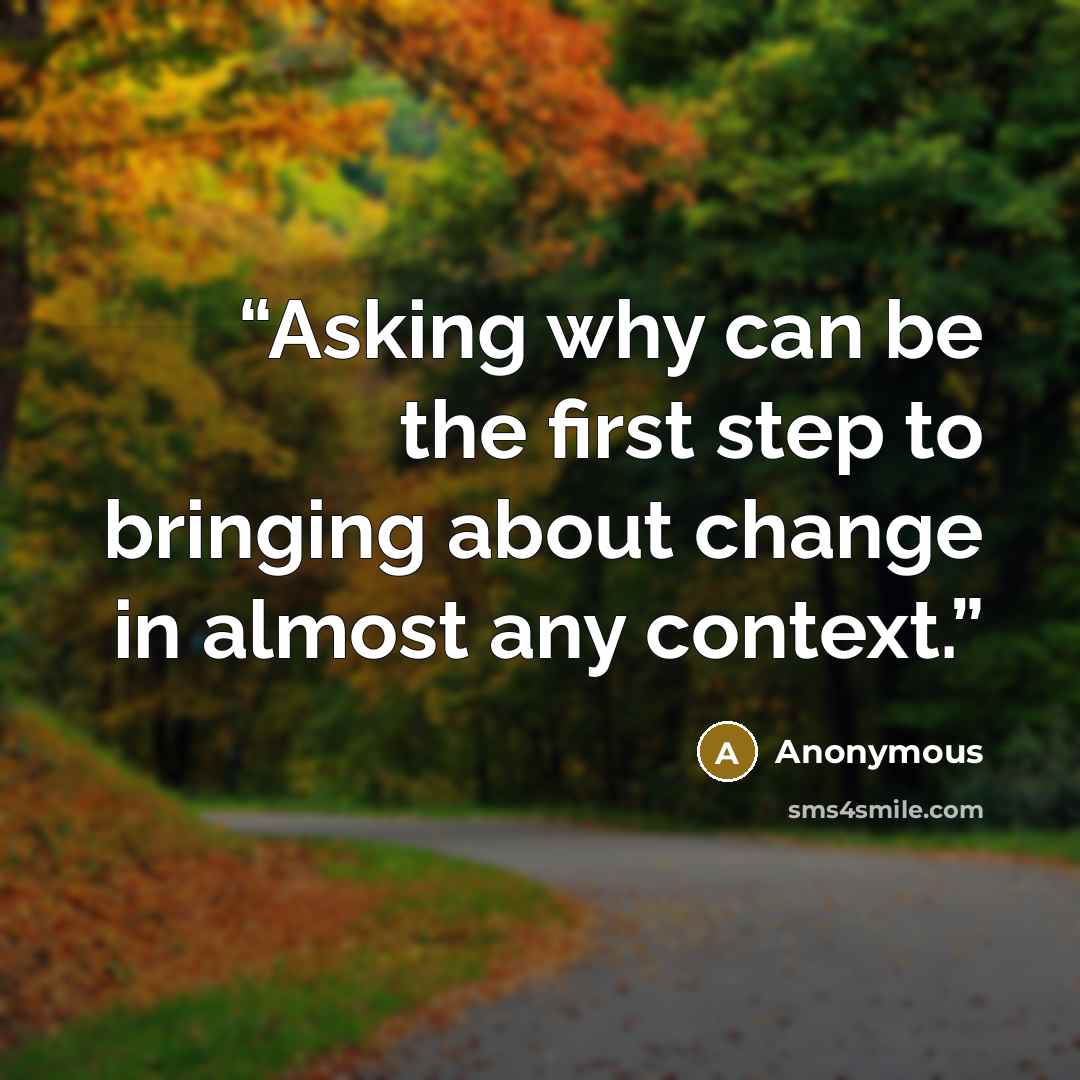 “Asking why can be the first step to bringing about change in almost any context.” quote by Anonymous