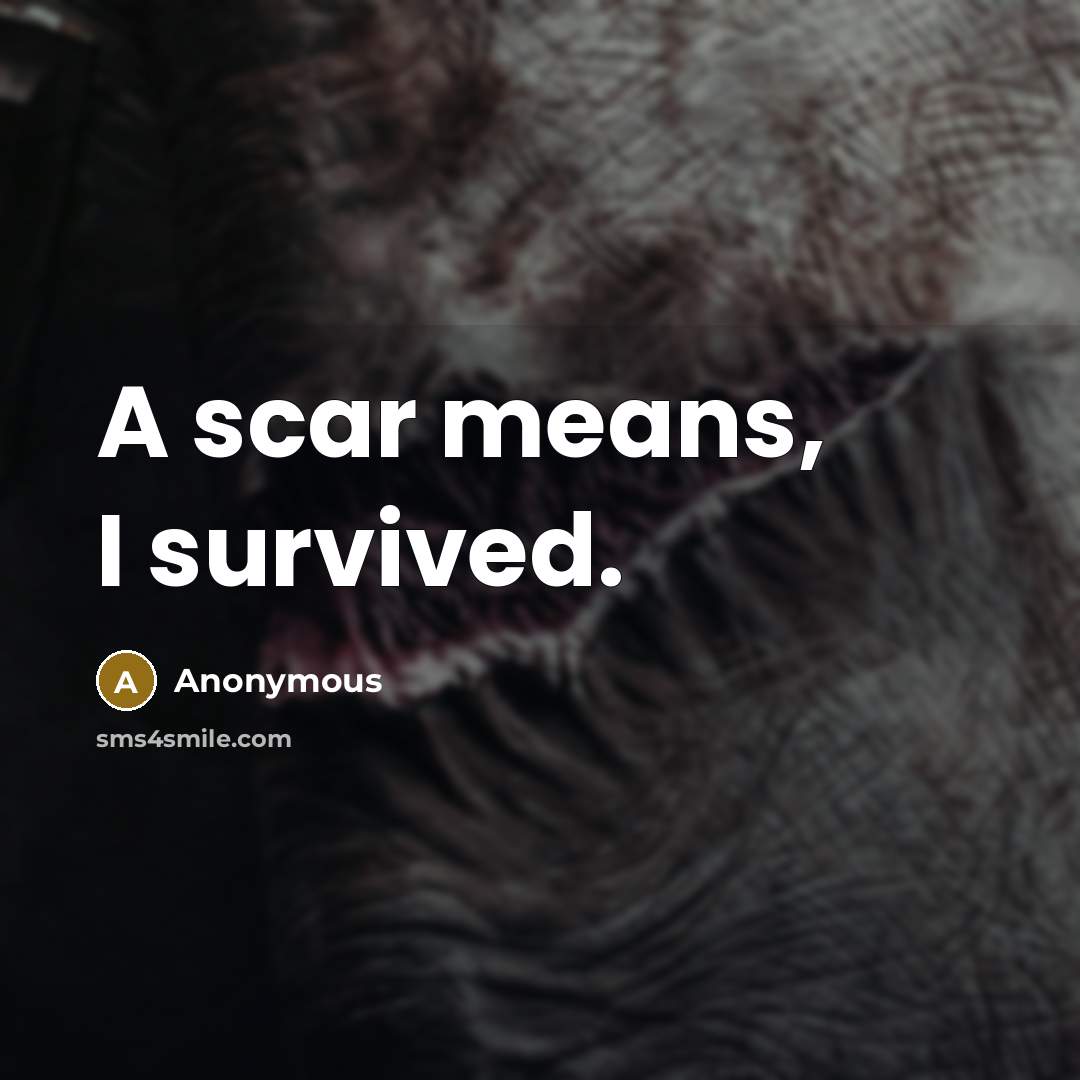 “A scar means, I survived.” quote by Anonymous