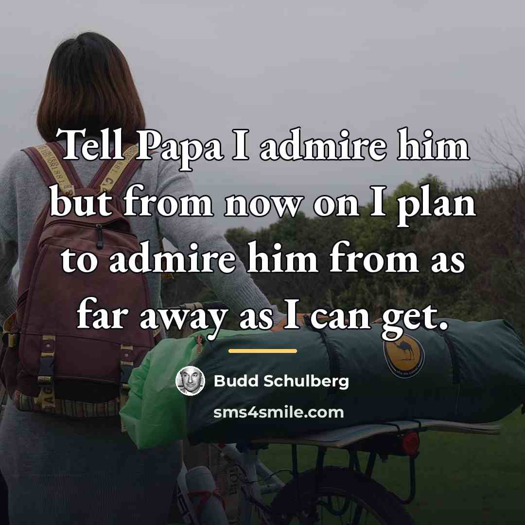 “Tell Papa I admire him but from now on I…” quote by Budd Schulberg