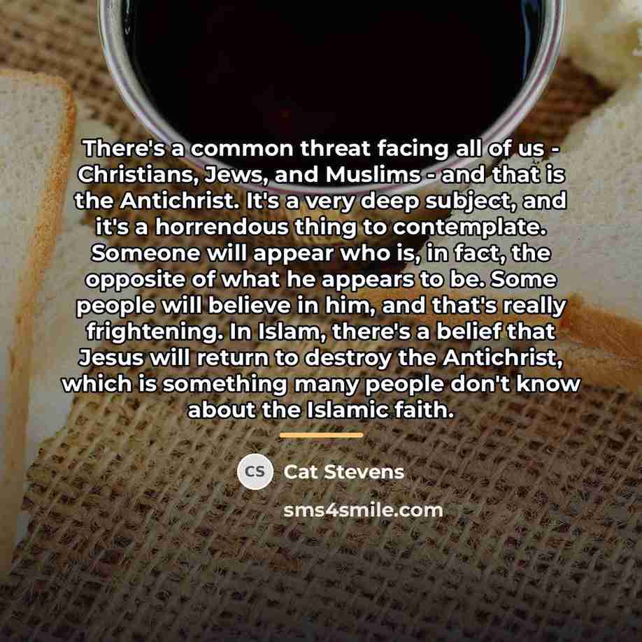 “There's a common threat facing all of us - Christians,…” quote by Cat Stevens