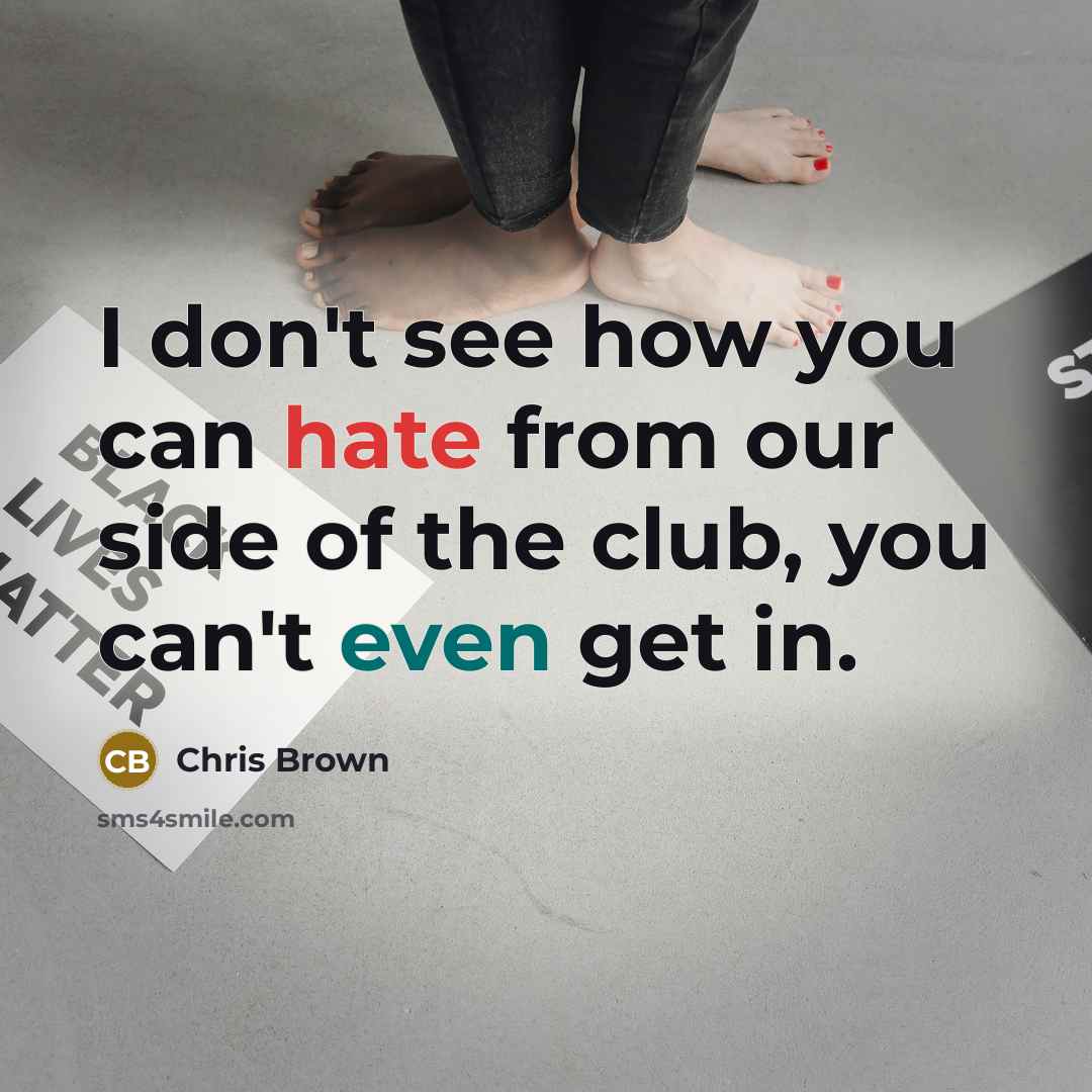 “I don't see how you can hate from our side of the club, you can't even get in.” quote by Chris Brown