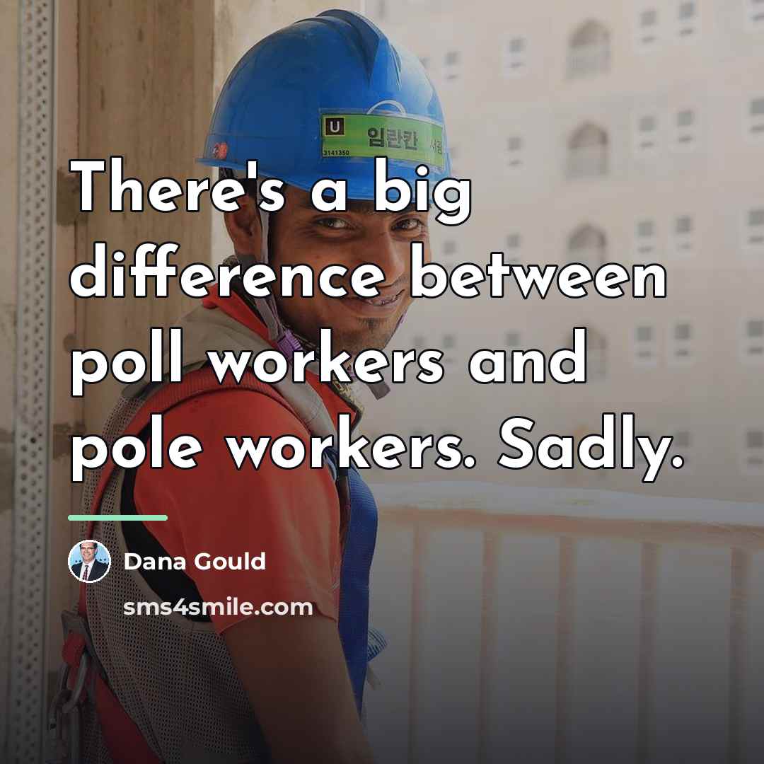 “There's a big difference between poll workers and pole workers.…” quote by Dana Gould