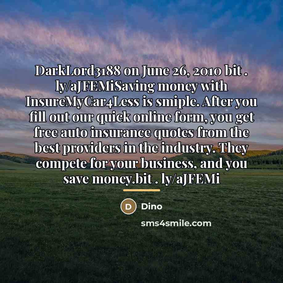 “DarkLord3188 on June 26, 2010 bit . ly/aJFEMiSaving money with…” quote by Dino