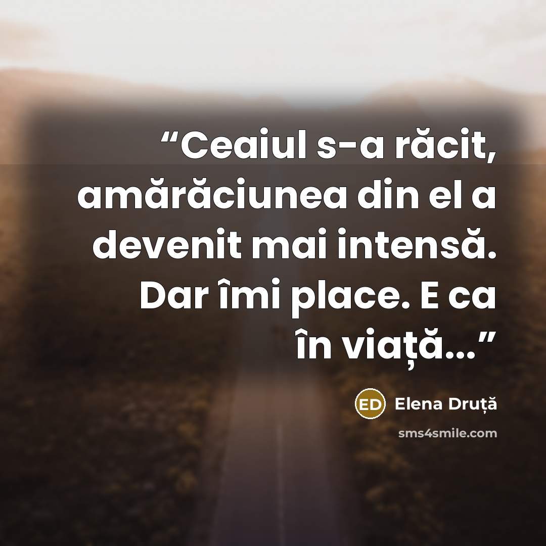 “Ceaiul s-a răcit, amărăciunea din el a devenit mai intensă. Dar îmi place. E ca în viață...” quote by Elena Druță