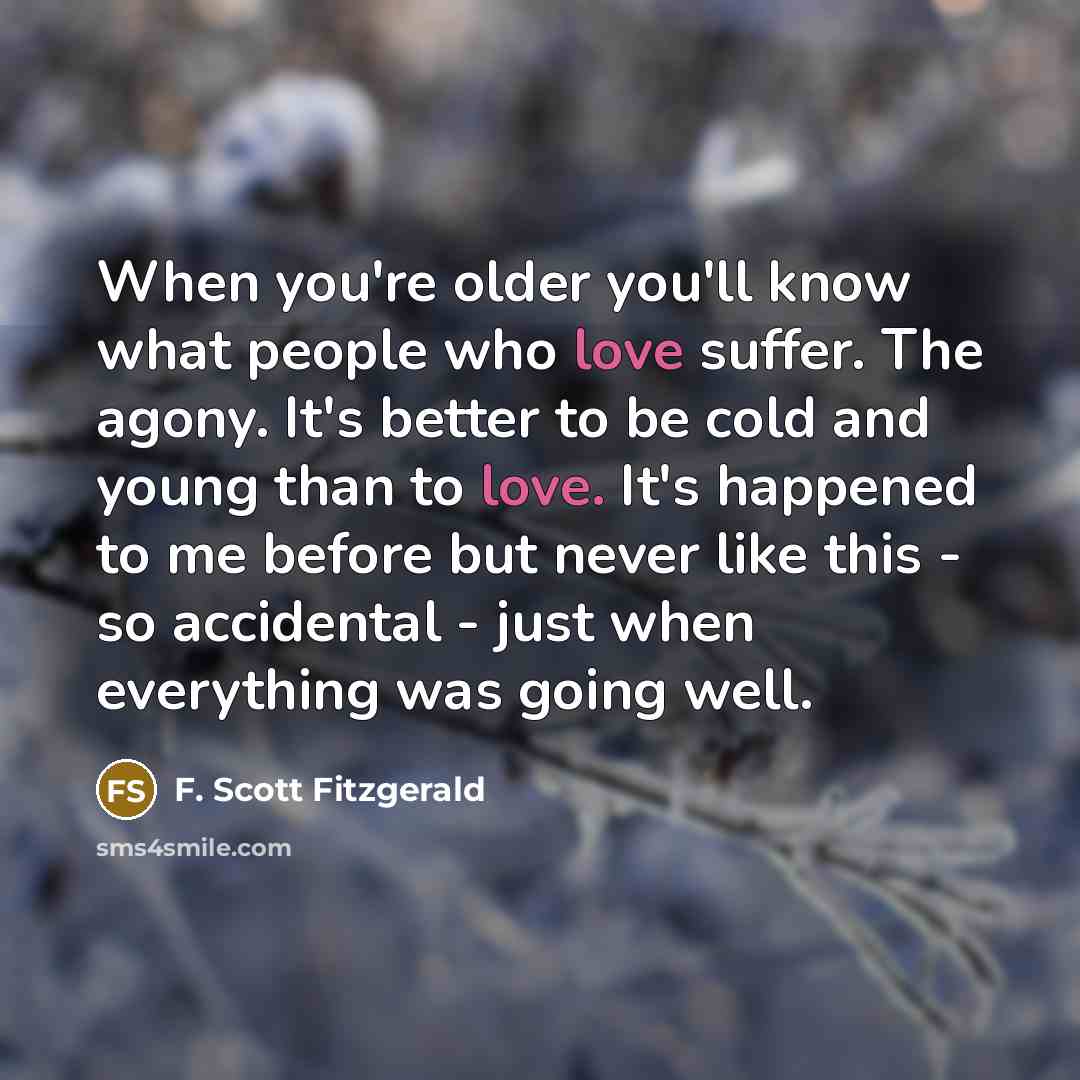 “When you're older you'll know what people who love suffer.…” quote by F. Scott Fitzgerald