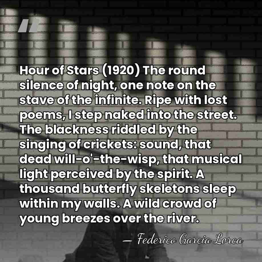 Hour of Stars (1920) The round silence of night, one note on&hellip; - Federico Garcia Lorca