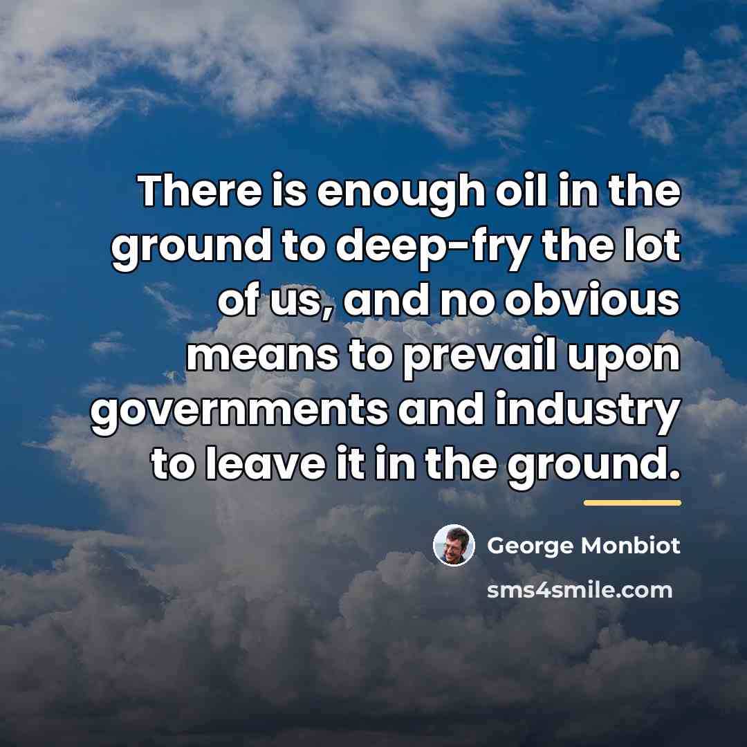 “There is enough oil in the ground to deep-fry the…” quote by George Monbiot