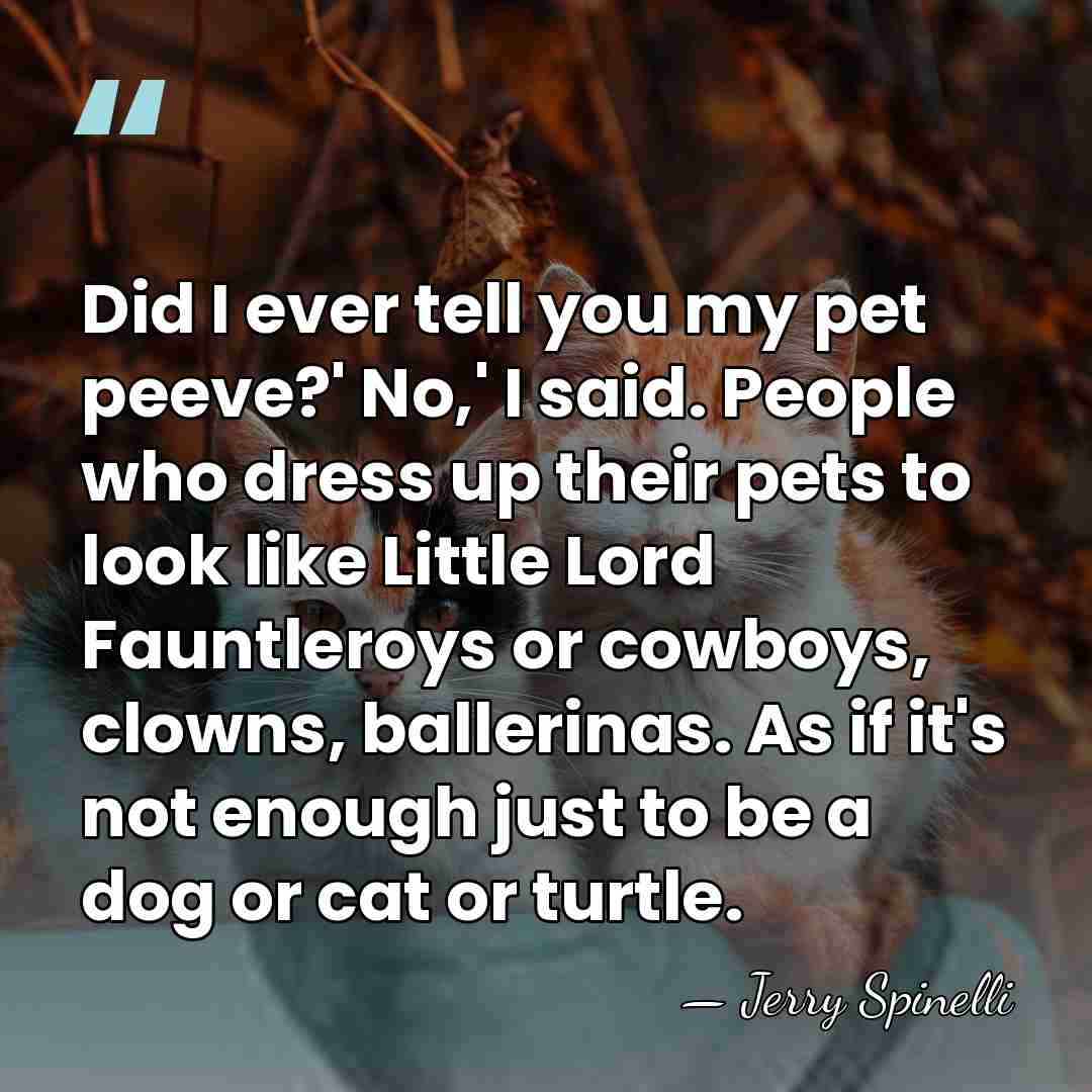 Did I ever tell you my pet peeve?' No,' I said. People&hellip; - Jerry Spinelli