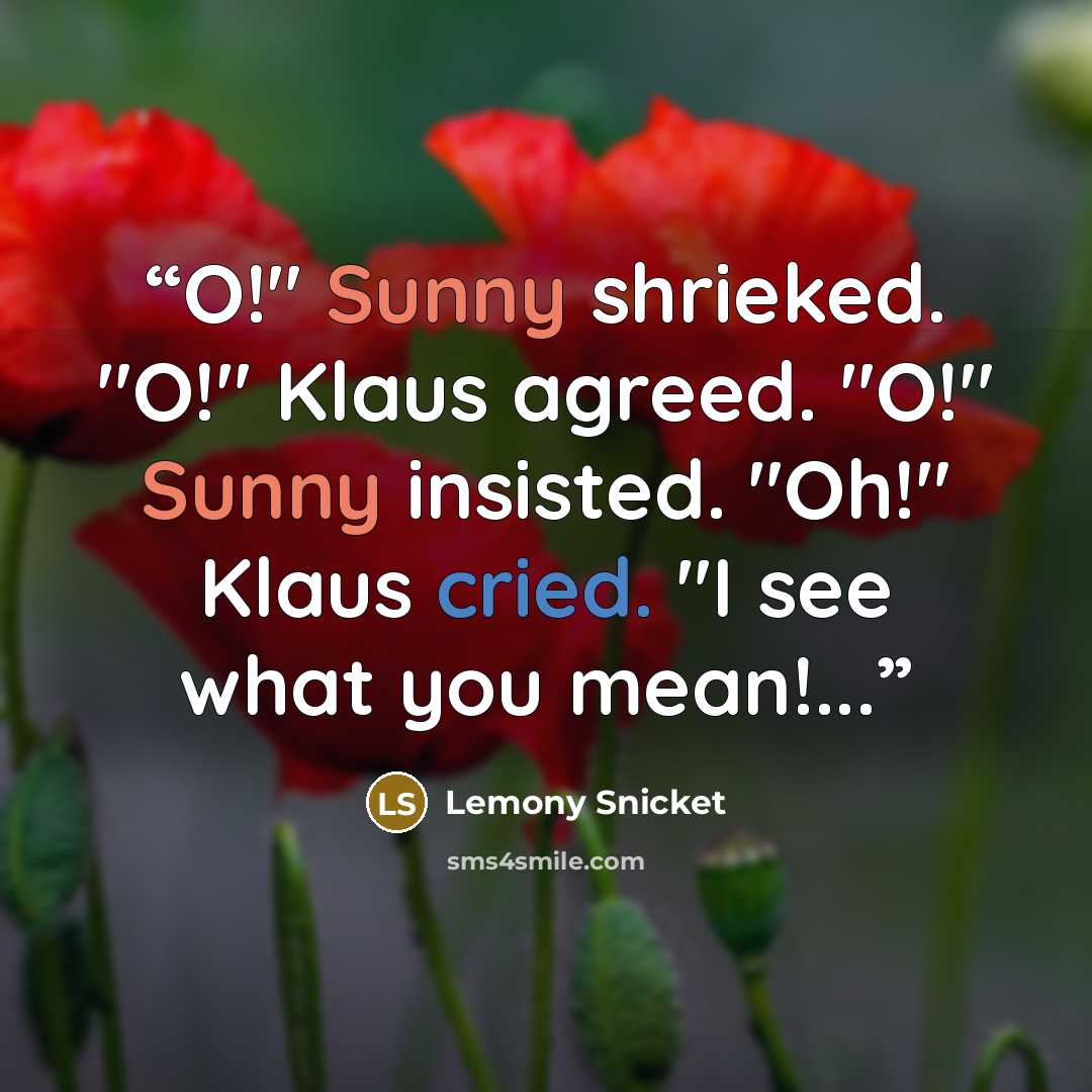 “O!" Sunny shrieked. "O!" Klaus agreed. "O!" Sunny insisted. "Oh!" Klaus cried. "I see what you mean!...” quote by Lemony Snicket