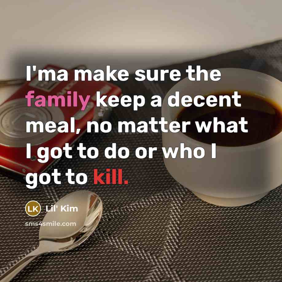 “I'ma make sure the family keep a decent meal, no…” quote by Lil' Kim