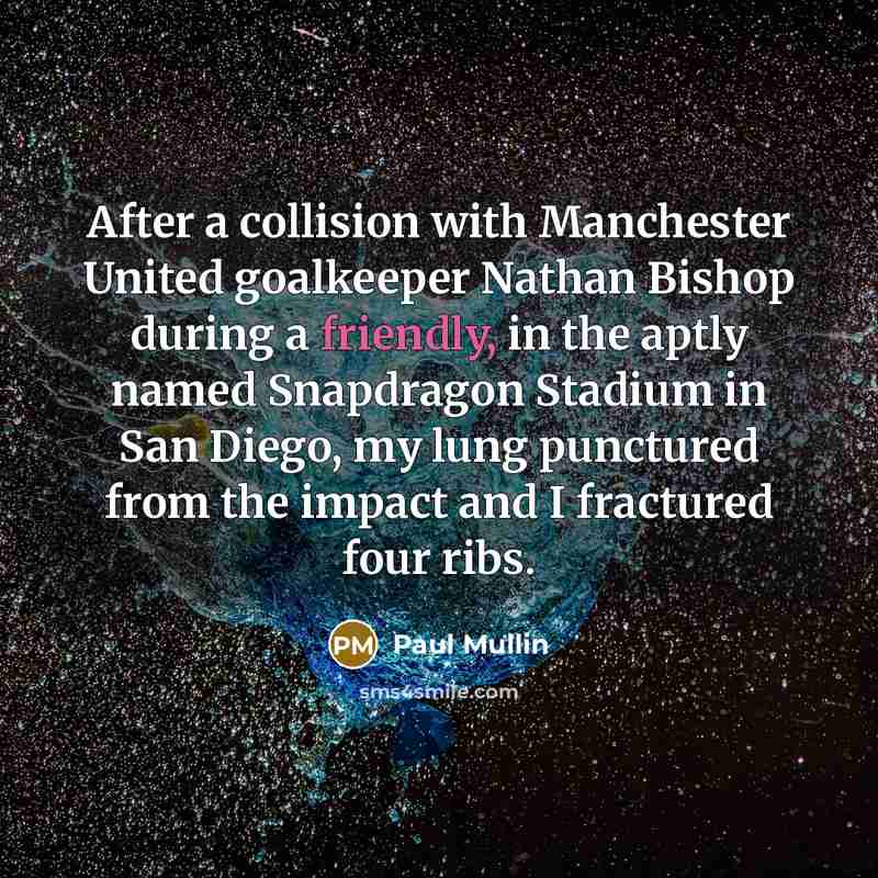 “After a collision with Manchester United goalkeeper Nathan Bishop during…” quote by Paul Mullin