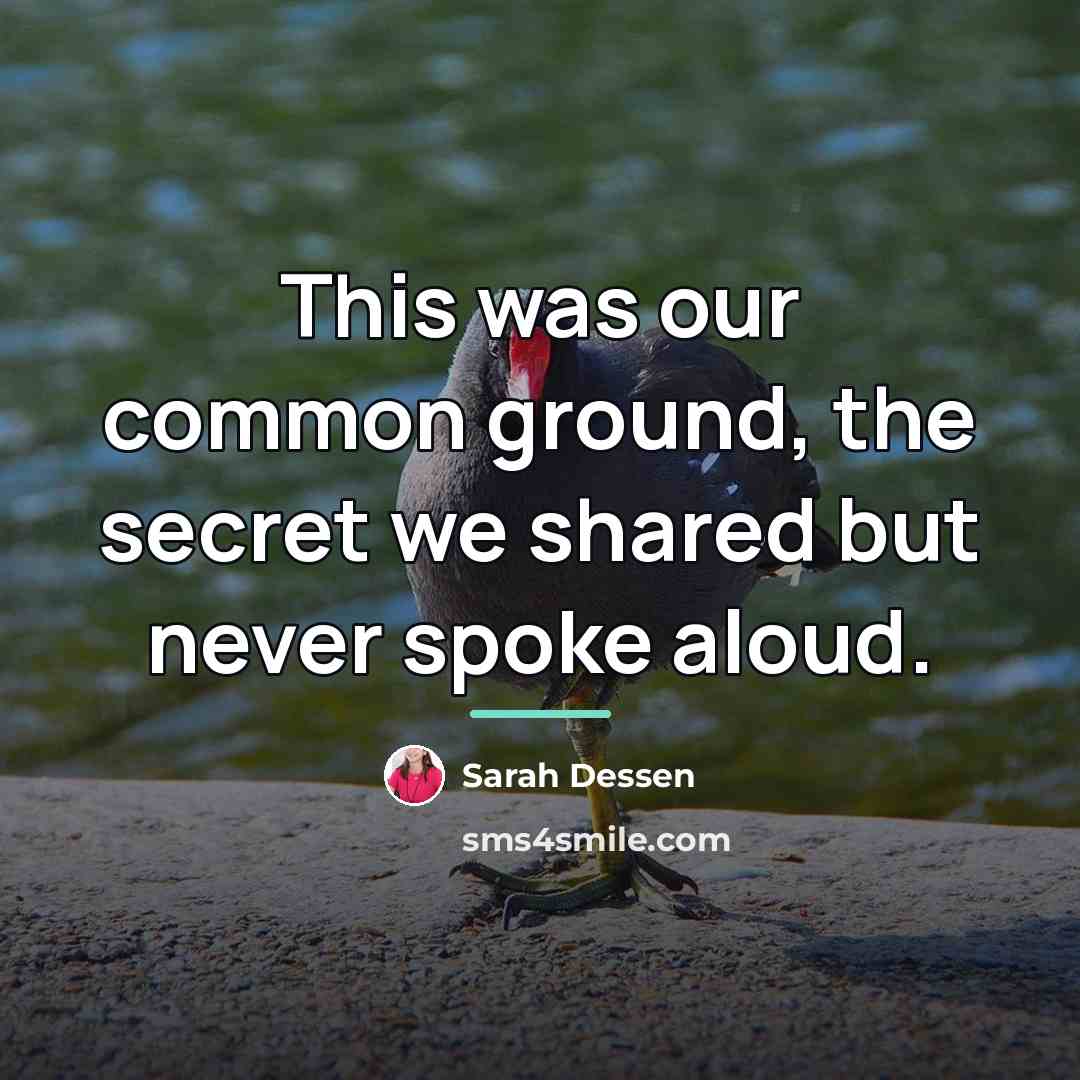 “This was our common ground, the secret we shared but…” quote by Sarah Dessen