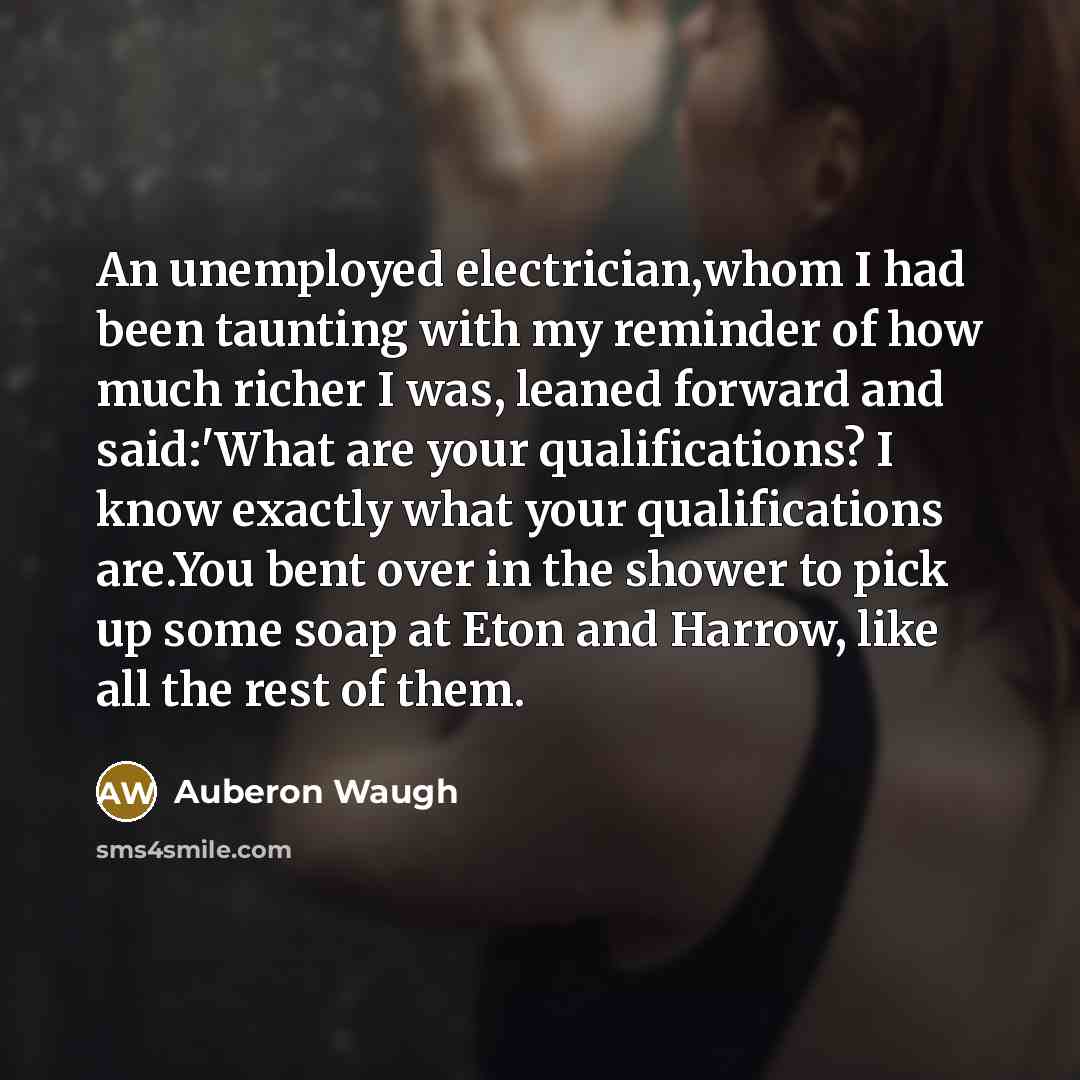 “An unemployed electrician,whom I had been taunting with my reminder…” quote by Auberon Waugh