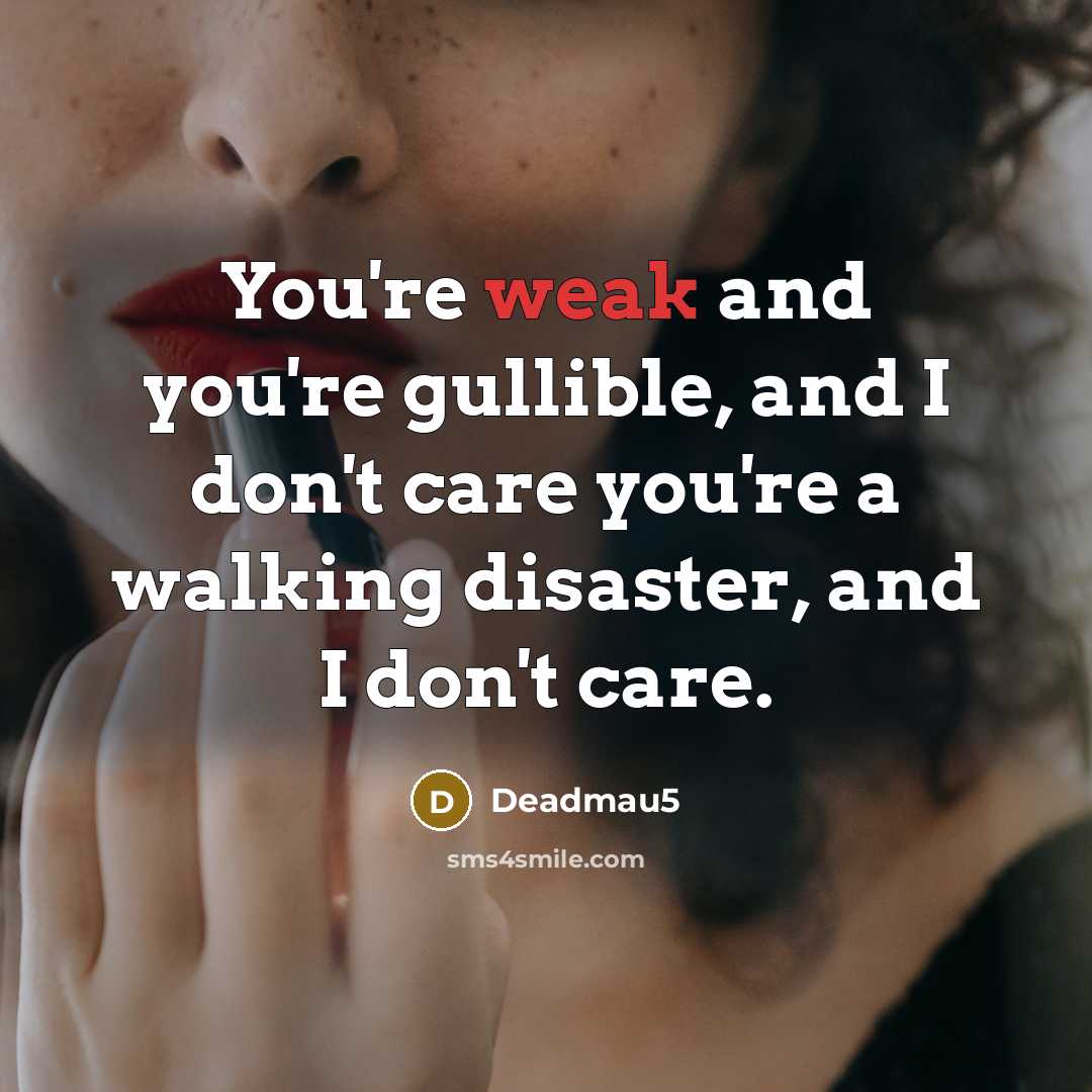 “You're weak and you're gullible, and I don't care you're…” quote by Deadmau5