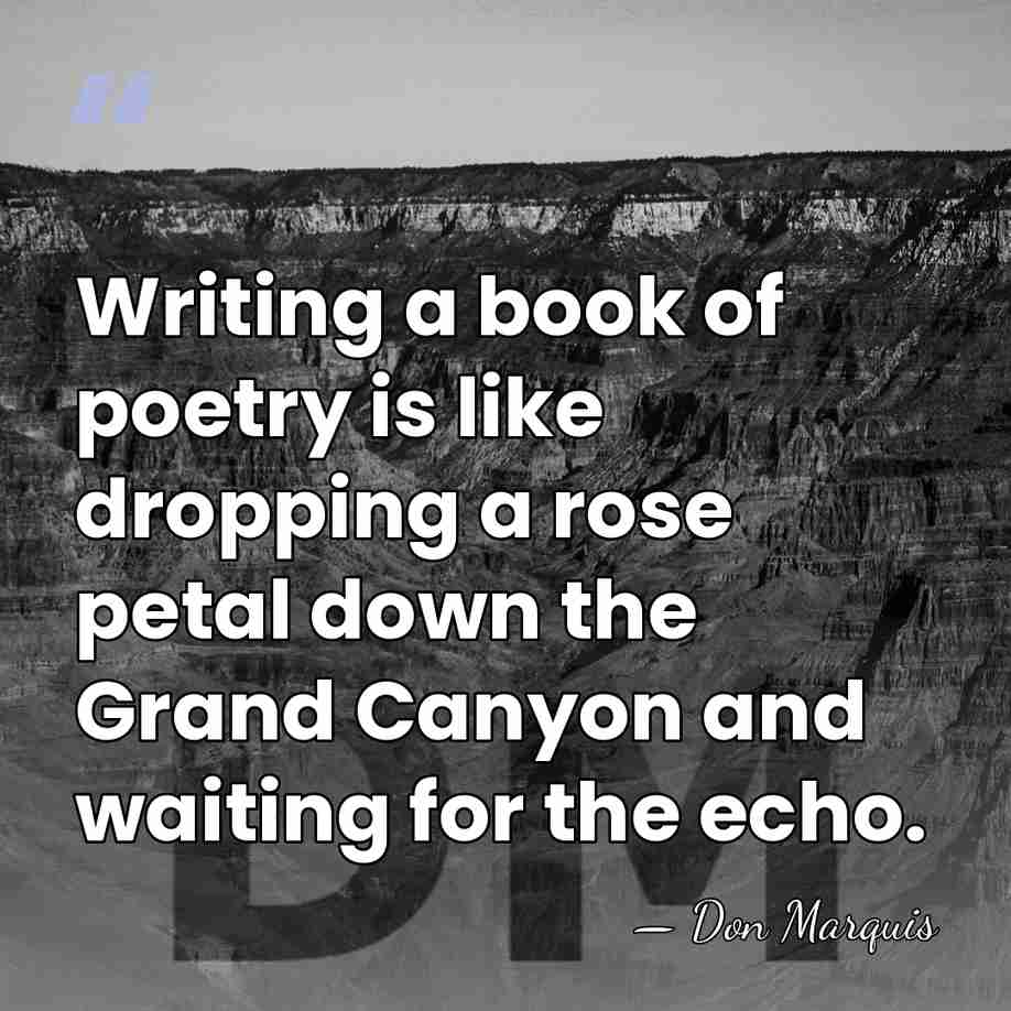 Writing a book of poetry is like dropping a rose petal down&hellip; - Don Marquis