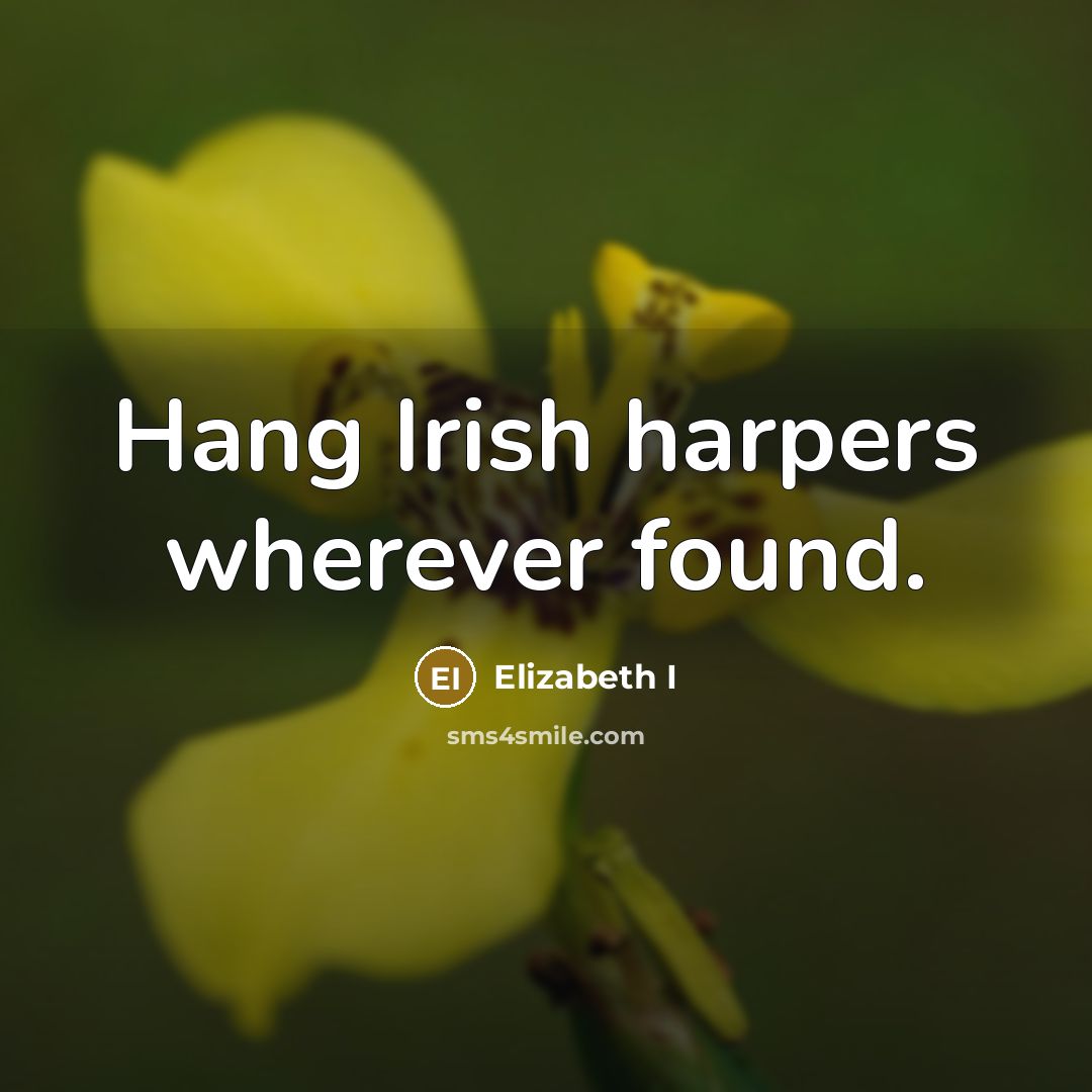“Hang Irish harpers wherever found.…” quote by Elizabeth I
