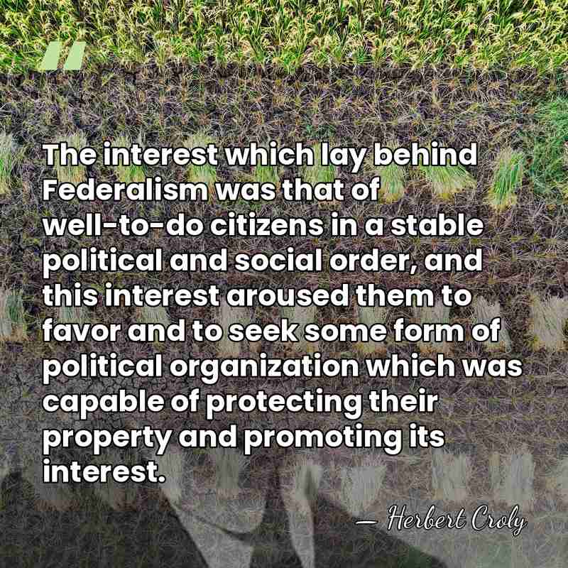 The interest which lay behind Federalism was that of well-to-do citizens in&hellip; - Herbert Croly