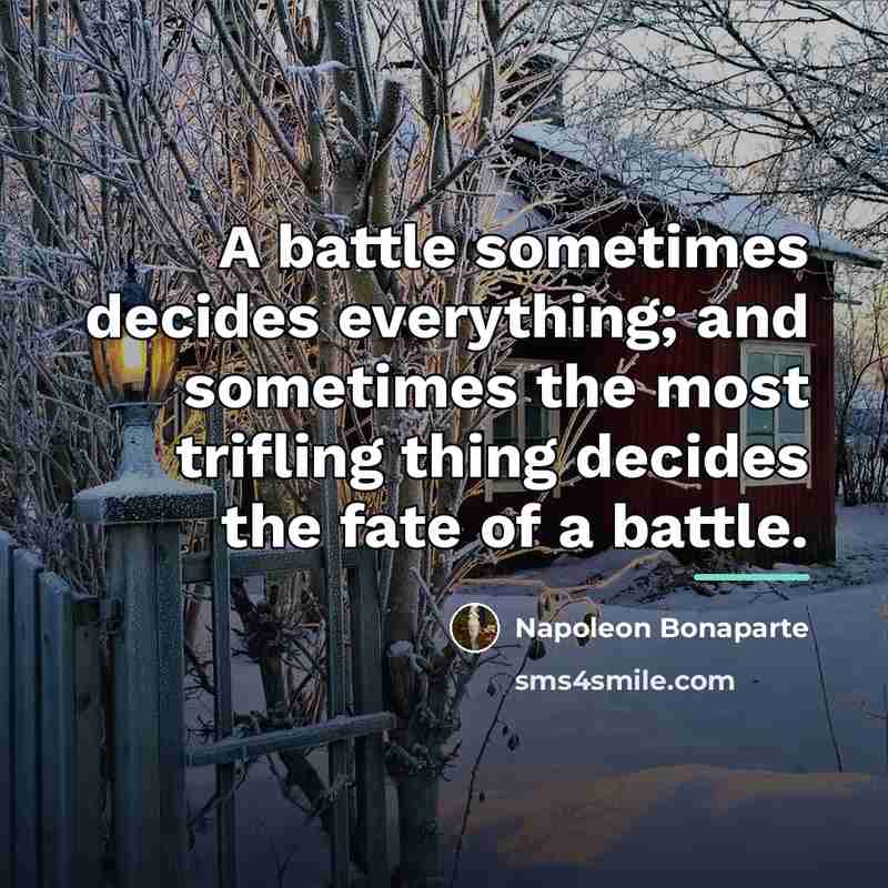 “A battle sometimes decides everything; and sometimes the most trifling…” quote by Napoleon Bonaparte