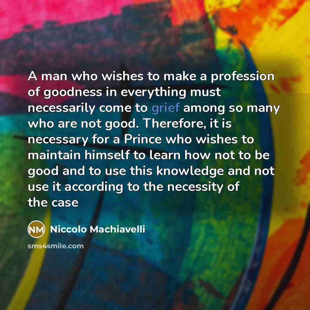 “A man who wishes to make a profession of goodness…” quote by Niccolo Machiavelli