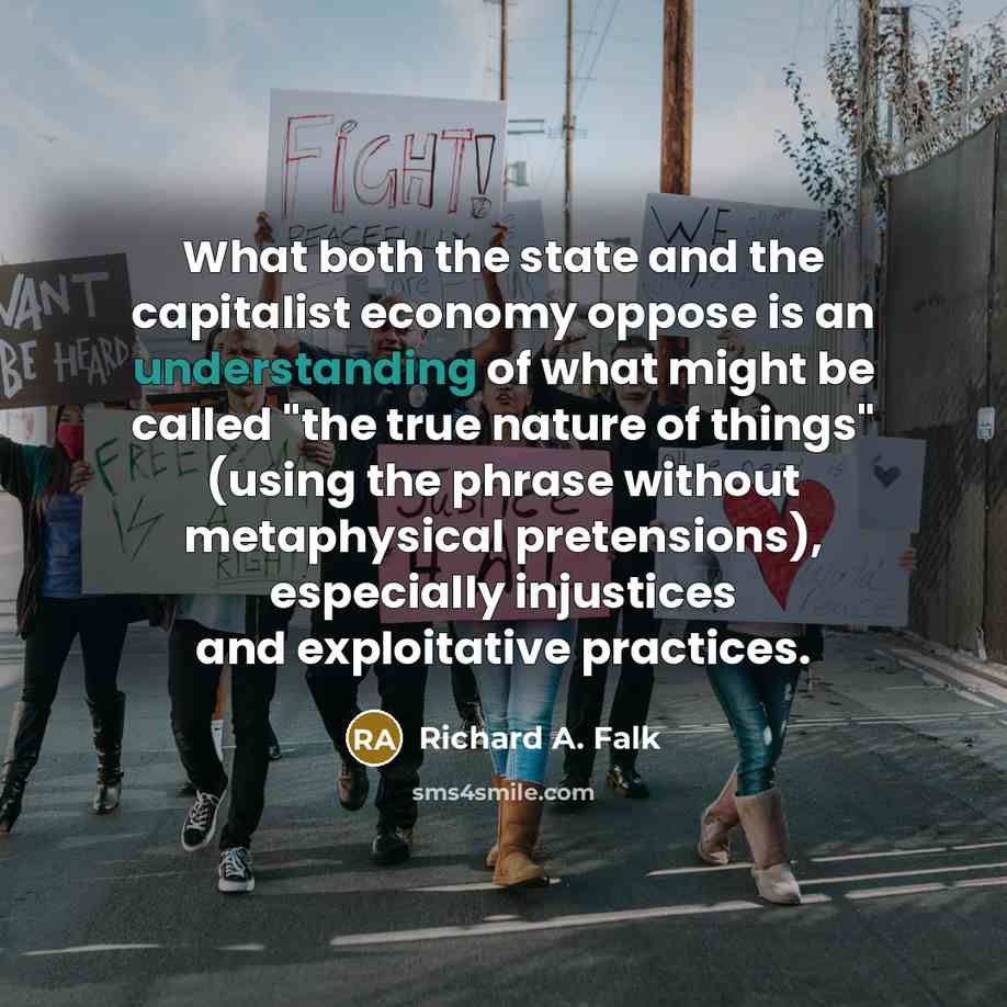“What both the state and the capitalist economy oppose is…” quote by Richard A. Falk