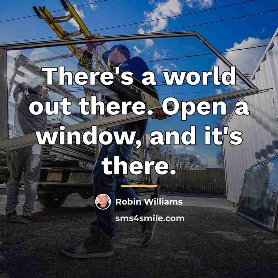 “There's a world out there. Open a window, and it's…” quote by Robin Williams