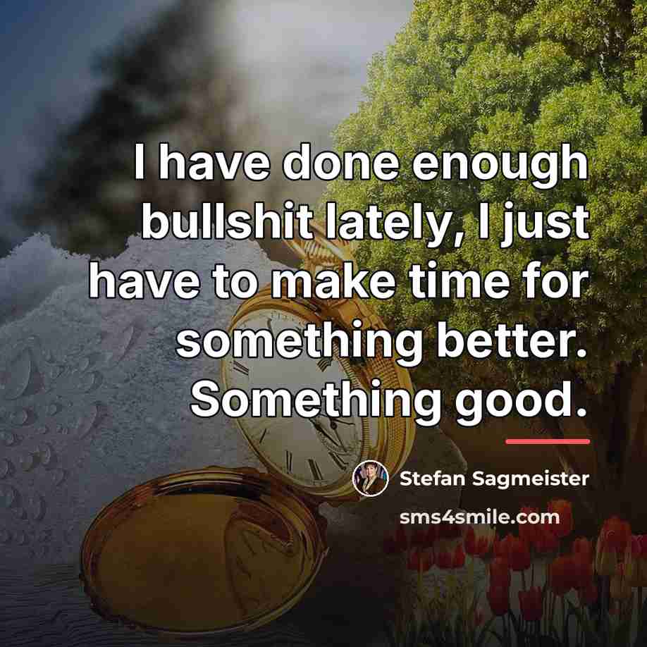 “I have done enough bullshit lately, I just have to…” quote by Stefan Sagmeister