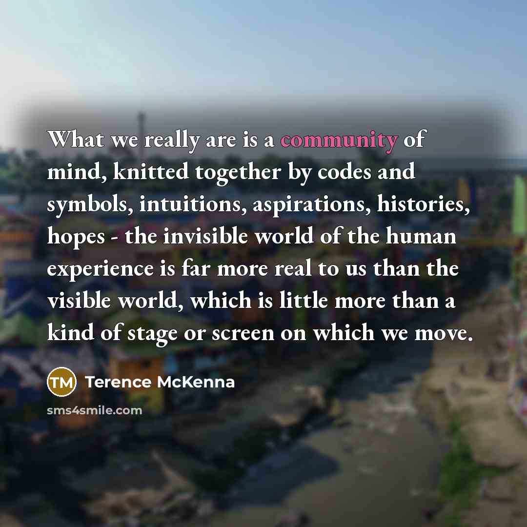 “What we really are is a community of mind, knitted…” quote by Terence McKenna