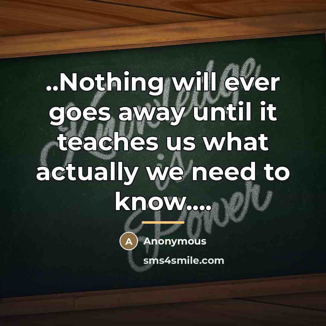 “..Nothing will ever goes away until it teaches us what…” quote by Anonymous