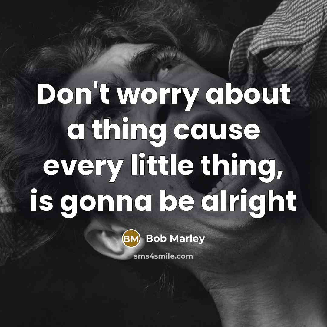 “Don't worry about a thing cause every little thing, is…” quote by Bob Marley