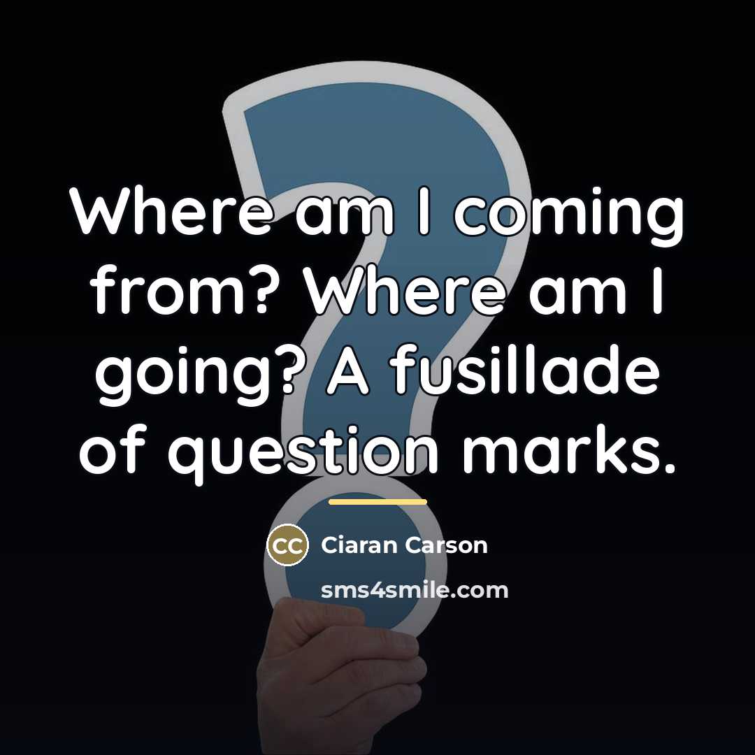 “Where am I coming from? Where am I going? A…” quote by Ciaran Carson