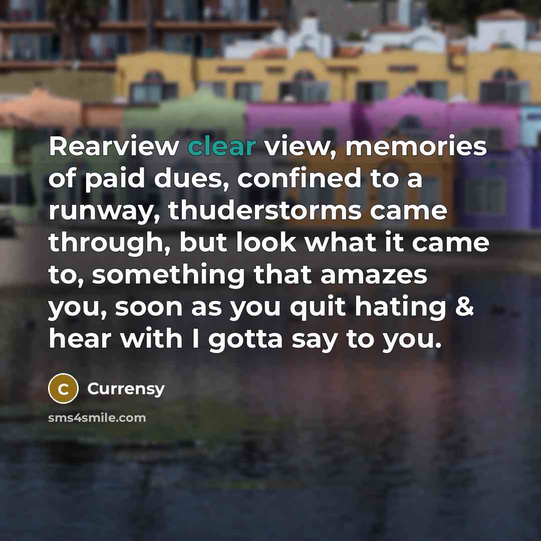 “Rearview clear view, memories of paid dues, confined to a…” quote by Currensy