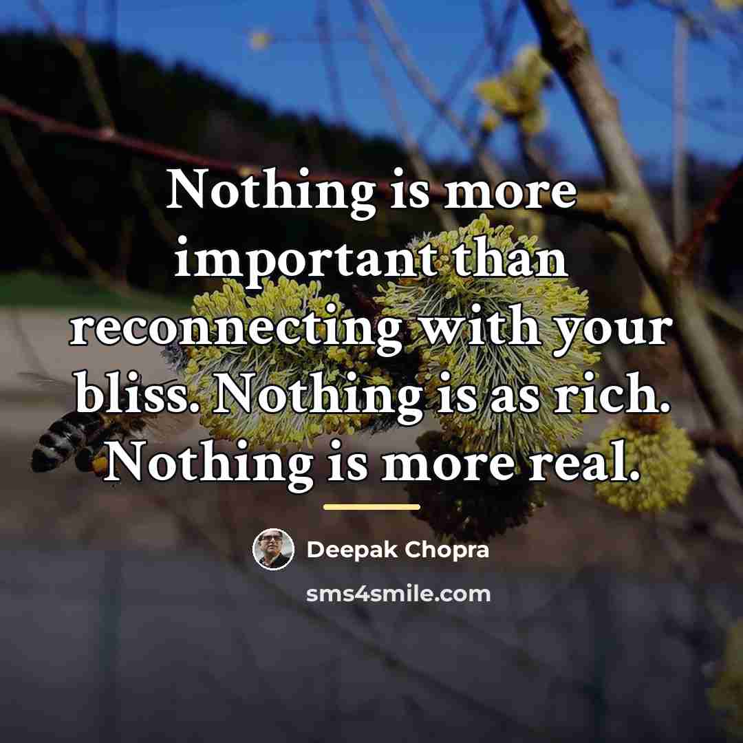 “Nothing is more important than reconnecting with your bliss. Nothing…” quote by Deepak Chopra