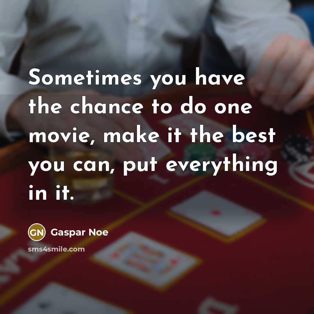 “Sometimes you have the chance to do one movie, make…” quote by Gaspar Noe