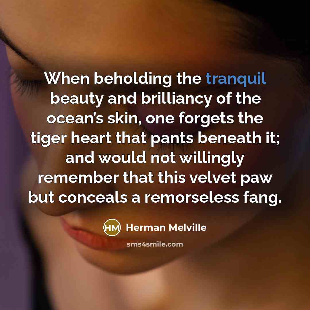 “When beholding the tranquil beauty and brilliancy of the ocean’s…” quote by Herman Melville